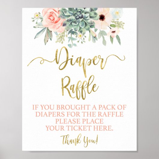 Diaper Raffle succuled sign Poster (Voorkant)
