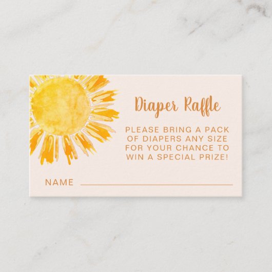 Diaper Raffle Sunshine Baby shower Informatiekaartje (Voorkant)