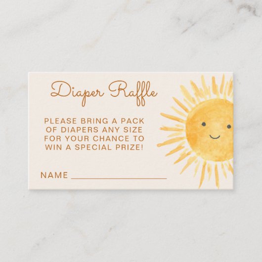 Diaper Raffle Sunshine Baby shower Informatiekaartje (Voorkant)
