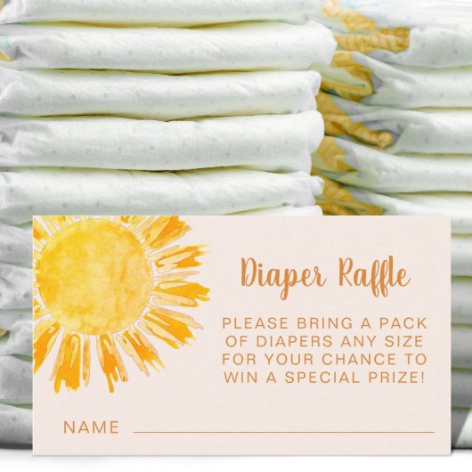 Diaper Raffle Sunshine Baby shower Informatiekaartje