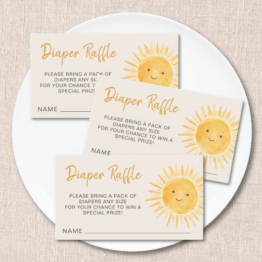 Diaper Raffle Sunshine Baby shower Informatiekaartje