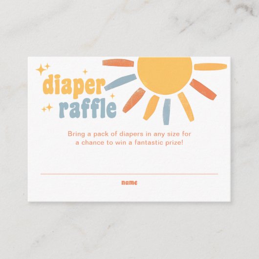 Diaper Raffle Sunshine Baby Shower Informatiekaartje (Voorkant)