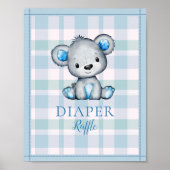 Diaper Raffle Table Cute Grey Beer Baby shower Poster (Voorkant)