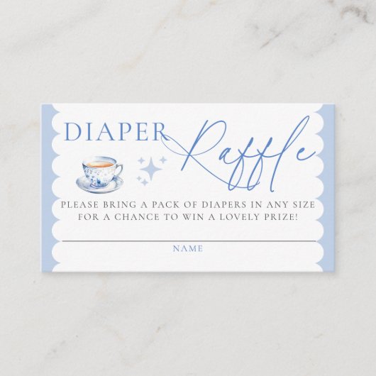 Diaper Raffle Tea Brewing Script Boy Baby Shower Informatiekaartje (Voorkant)