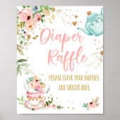 Diaper Raffle Tea Party Baby Brewing Baby Shower Poster (Voorkant)