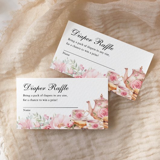 Diaper Raffle Tea Party Baby Shower Informatiekaartje