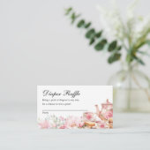 Diaper Raffle Tea Party Baby Shower Informatiekaartje (Staand voorkant)