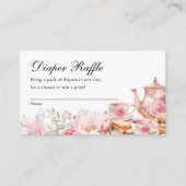 Diaper Raffle Tea Party Baby Shower Informatiekaartje (Voorkant)