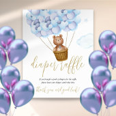 Diaper Raffle Teddy Bear Blue Baby shower Sign Poster