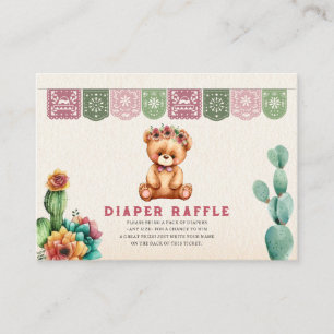 Diaper Raffle Teddy Bear Girl Baby shower Fiesta Informatiekaartje