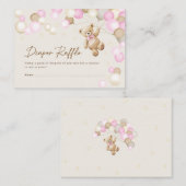 Diaper Raffle Teddy Bear Girl Baby Shower Informatiekaartje (Voorkant / Achterkant)