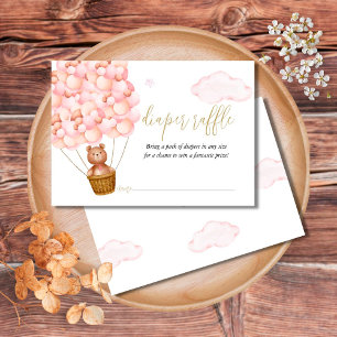 Diaper Raffle Teddy Bear Pink Girl Baby shower Informatiekaartje