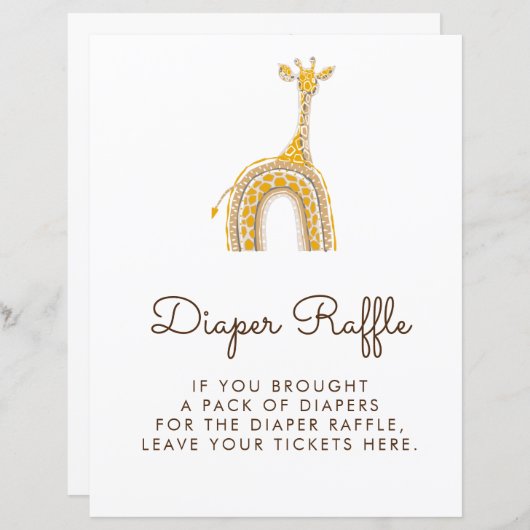 Diaper Raffle-teken | GIRAFFE (Voorkant / Achterkant)