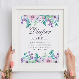 Diaper Raffle-teken. Paars baby shower Poster