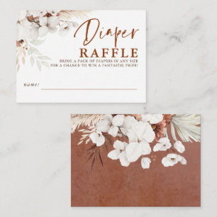 Diaper Raffle Terracotta Floral Baby shower Ticket Informatiekaartje
