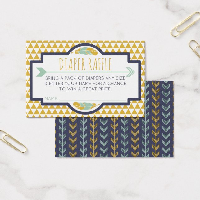 Diaper Raffle Ticket, Aztec, Arrows, Tribal Visitekaartjes (Kantoor)