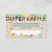 Diaper Raffle Ticket Baby shower Oerwoud Safari Informatiekaartje (Voorkant)
