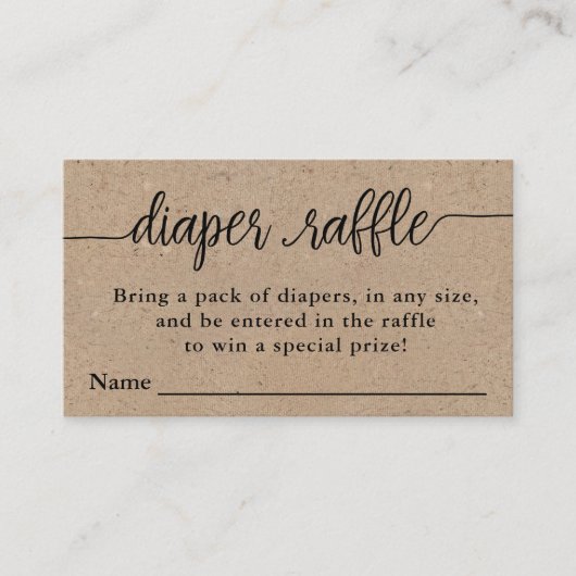 Diaper Raffle Ticket, Baby shower van Rustic Kraft Informatiekaartje (Voorkant)