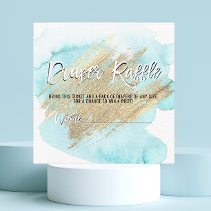 DIAPER RAFFLE Ticket Blue Gold BOY Baby shower Informatiekaartje