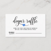 DIAPER RAFFLE Ticket Blue Heart Boy Baby shower Informatiekaartje (Voorkant)
