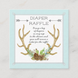 Diaper Raffle Ticket Deer Antlers Rustisch bos