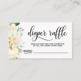 DIAPER RAFFLE Ticket Floral Pink Ivory Baby shower Informatiekaartje