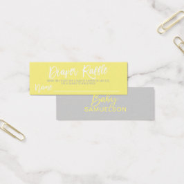 DIAPER RAFFLE Ticket Geel Grijs Baby shower Mini Visitekaartjes