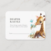 Diaper Raffle Ticket Giraffe Blue Boy Enclosure Informatiekaartje (Voorkant)