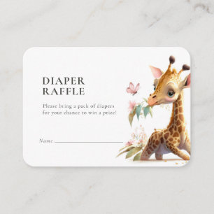 Diaper Raffle Ticket Giraffe Girl Pink Informatiekaartje