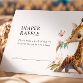 Diaper Raffle Ticket Giraffe Girl Pink Informatiekaartje