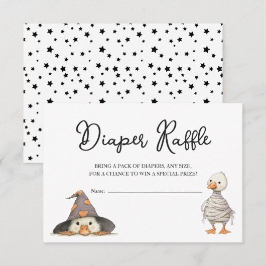 Diaper Raffle ticket halloween goose Baby Shower  Informatiekaartje (Voorkant / Achterkant)