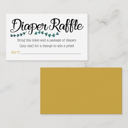 Diaper Raffle Ticket Informatiekaartje (Voorkant / Achterkant)