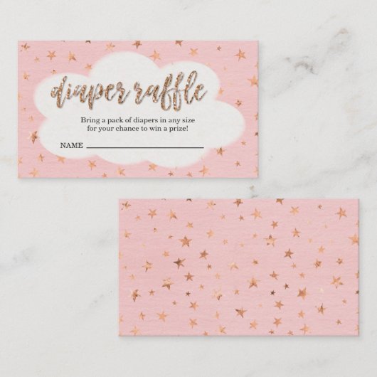Diaper Raffle Ticket Insert for Girl's Baby shower Informatiekaartje (Voorkant / Achterkant)