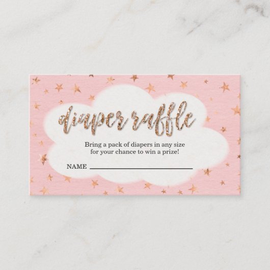 Diaper Raffle Ticket Insert for Girl's Baby shower Informatiekaartje (Voorkant)