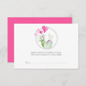 Diaper Raffle Ticket, kleine liefje Cactus Informatiekaartje (Voorkant / Achterkant)