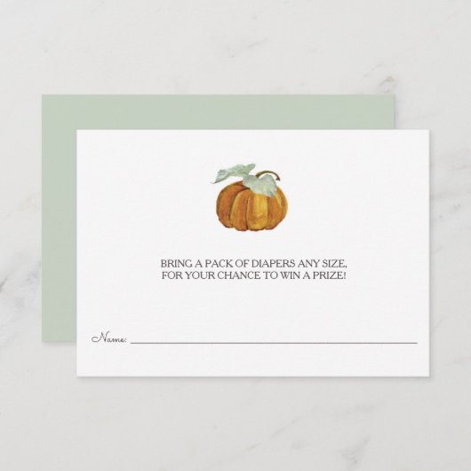 Diaper Raffle Ticket - Little Pumpkin Informatiekaartje (Voorkant / Achterkant)