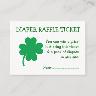 Diaper Raffle Ticket Lucky Shamrock Gender Neutral Informatiekaartje