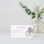 Diaper Raffle Ticket Paars Octopus Hearts Animal Informatiekaartje (Staand voorkant)