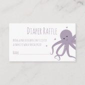 Diaper Raffle Ticket Paars Octopus Hearts Animal Informatiekaartje (Voorkant)