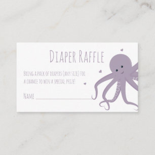 Diaper Raffle Ticket Paars Octopus Hearts Animal Informatiekaartje