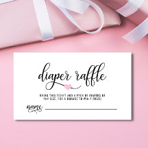 DIAPER RAFFLE Ticket Pink Heart Baby shower
