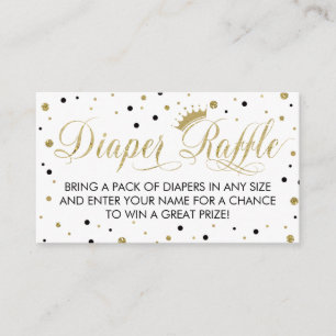 Diaper Raffle Ticket, prinses, zwart Informatiekaartje