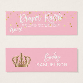 DIAPER RAFFLE Ticket Roze Prinses Baby shower Mini Visitekaartjes