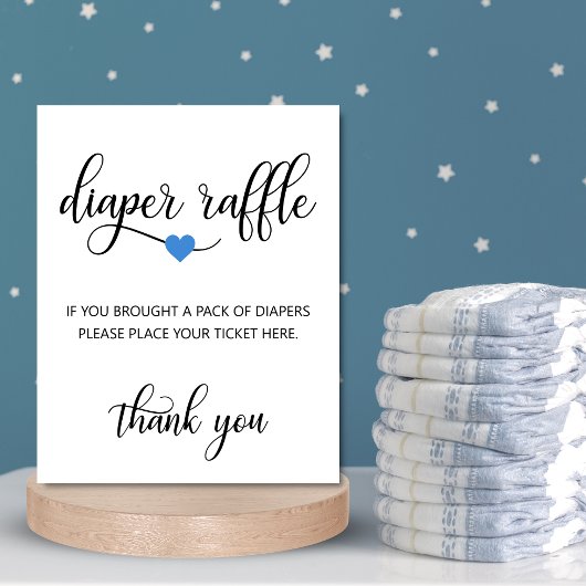 DIAPER RAFFLE Ticket SIGN Black White Baby shower Poster