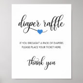 DIAPER RAFFLE Ticket SIGN Black White Baby shower Poster (Voorkant)