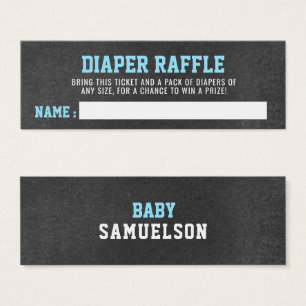 DIAPER RAFFLE Ticket Sport Chalkboard Baby shower Mini Visitekaartjes