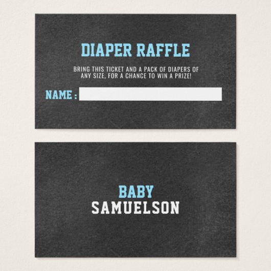 DIAPER RAFFLE Ticket Sport Chalkboard Baby shower Visitekaartje (Voorkant /achterkant)