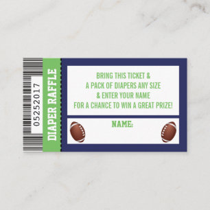 Diaper, Raffle Ticket, Sport, Football Baby shower Informatiekaartje