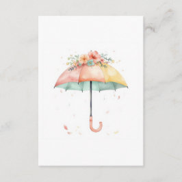 Diaper Raffle Ticket Spring Floral Umbrella Insert Informatiekaartje