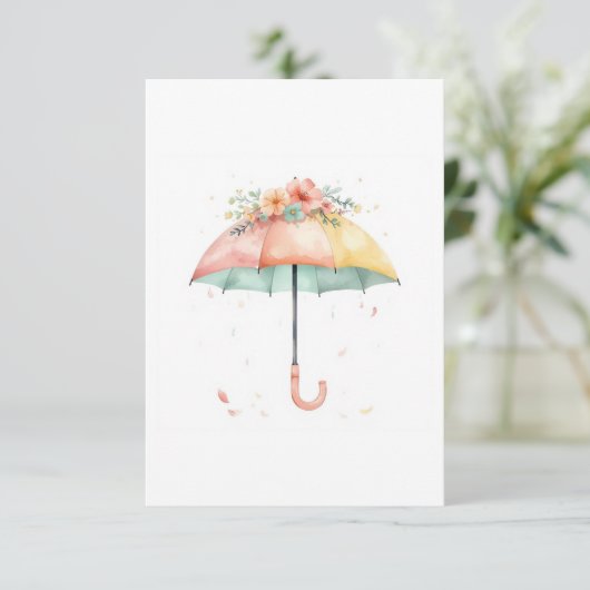 Diaper Raffle Ticket Spring Floral Umbrella Insert Informatiekaartje (Staand voorkant)